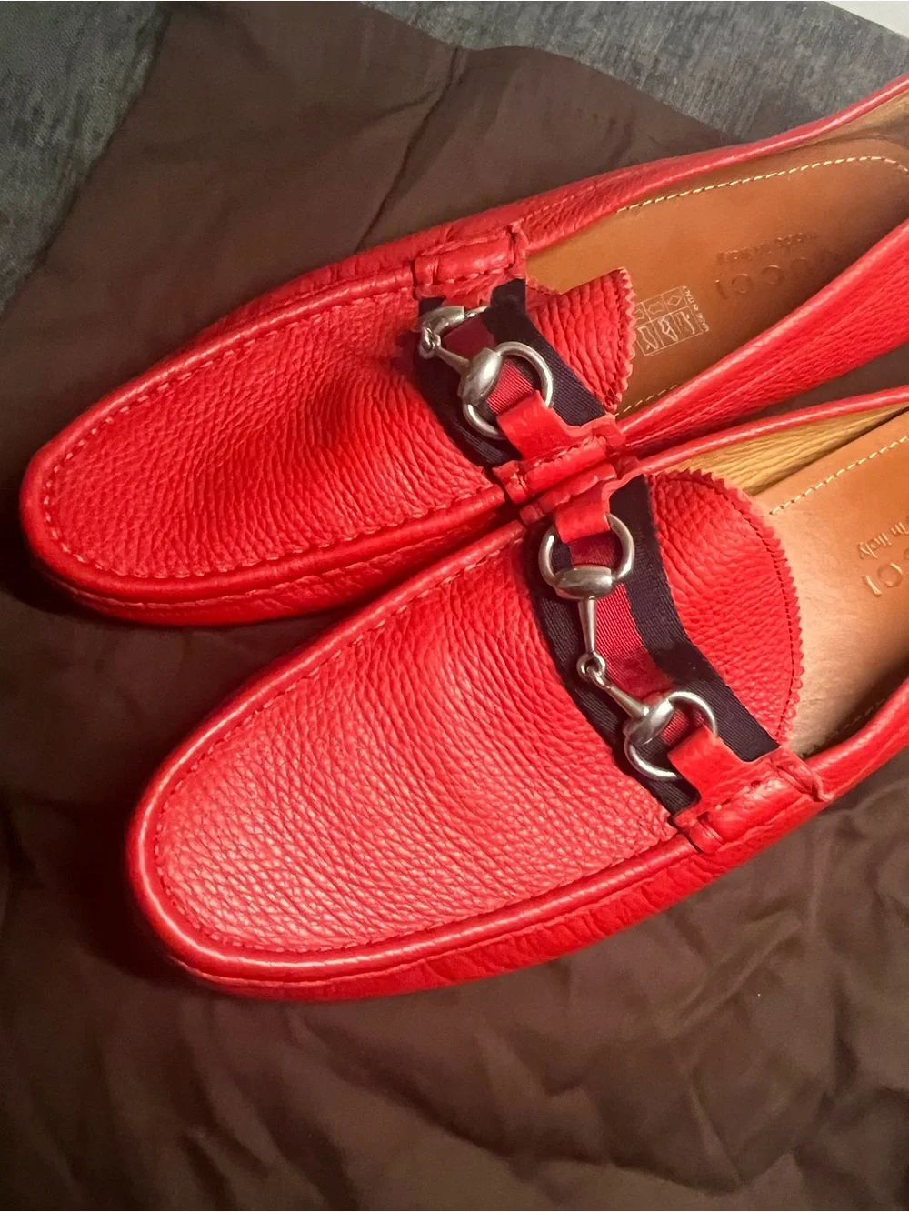 Authentic Gucci Red leather loafers size 9.5 G / 10 US